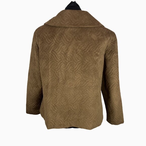 Women's Size 16 Dark Brown Faux Suede Textured Zip-Up Jacket by Joseph Ribkoff - Picture 3 of 10